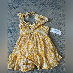 NWT Saints + secrets yellow strappy romper small